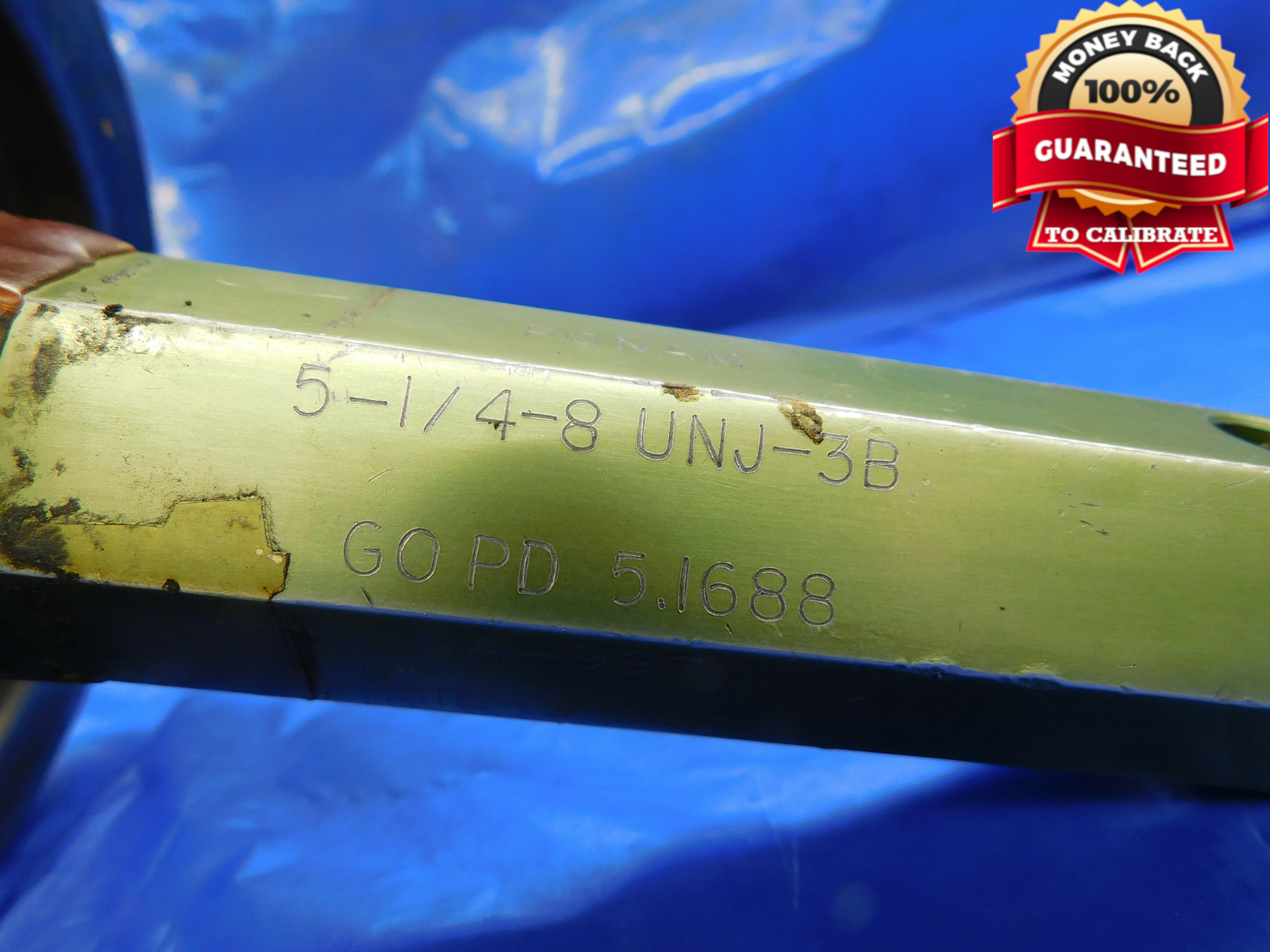 5 1/4 8 UNJ 3B THREAD PLUG GAGE 5.25 5.250 5.2500 GO ONLY P.D. = 5.1688 3B OR 2B