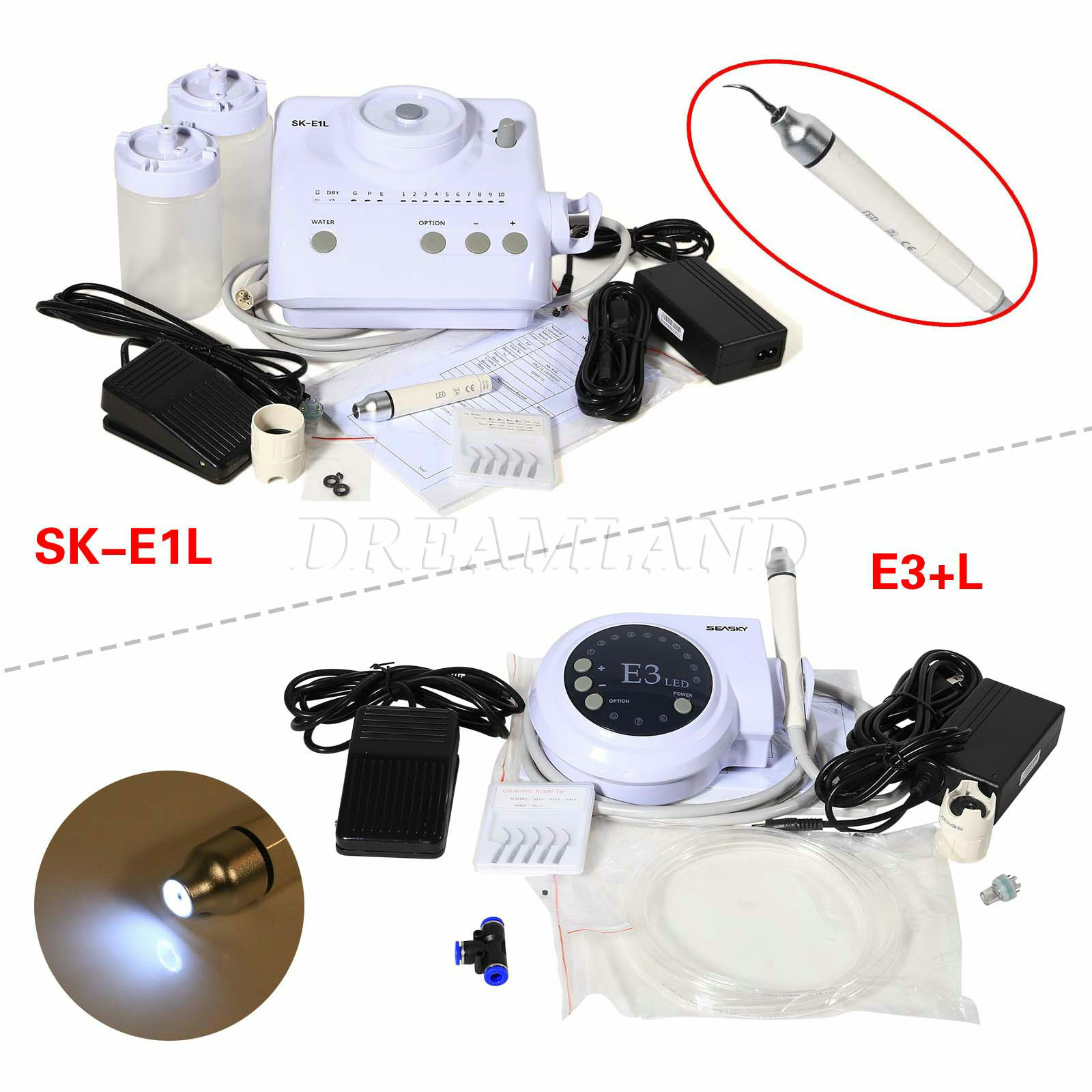 LED Dental Ultrasonic Scaler Handpiece fit SKYSEA EMS Cavitron (2 Bottles)