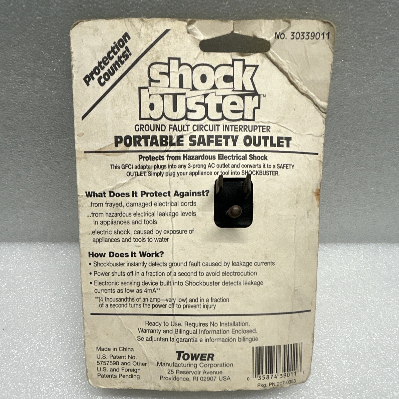 Shock Buster Portable GFCI Plug-In Safety Outlet Adapter, 30339011 2 AVAILABLE