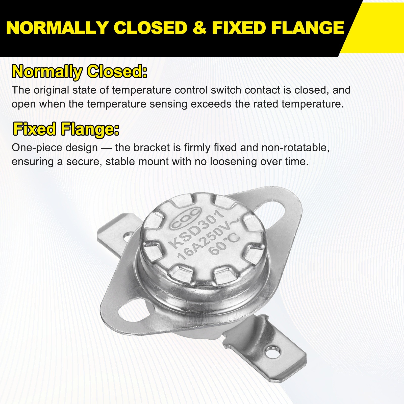 8Pcs KSD301 Thermostat 60°C/140°F 16A 250V Normally Closed N.C Switch, Ceramic