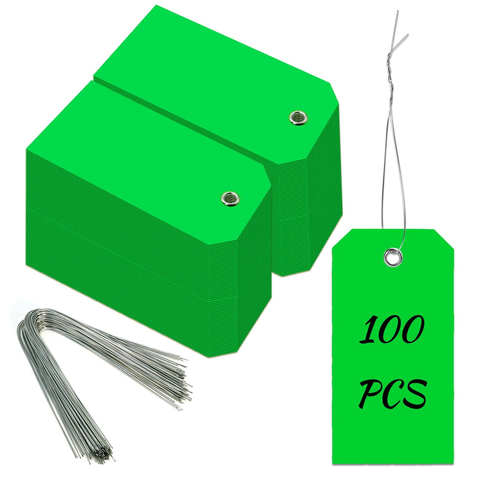 100 Pieces Plastic Shipping Tags with Reinforced Wire Blank Heavy Duty Shippi…