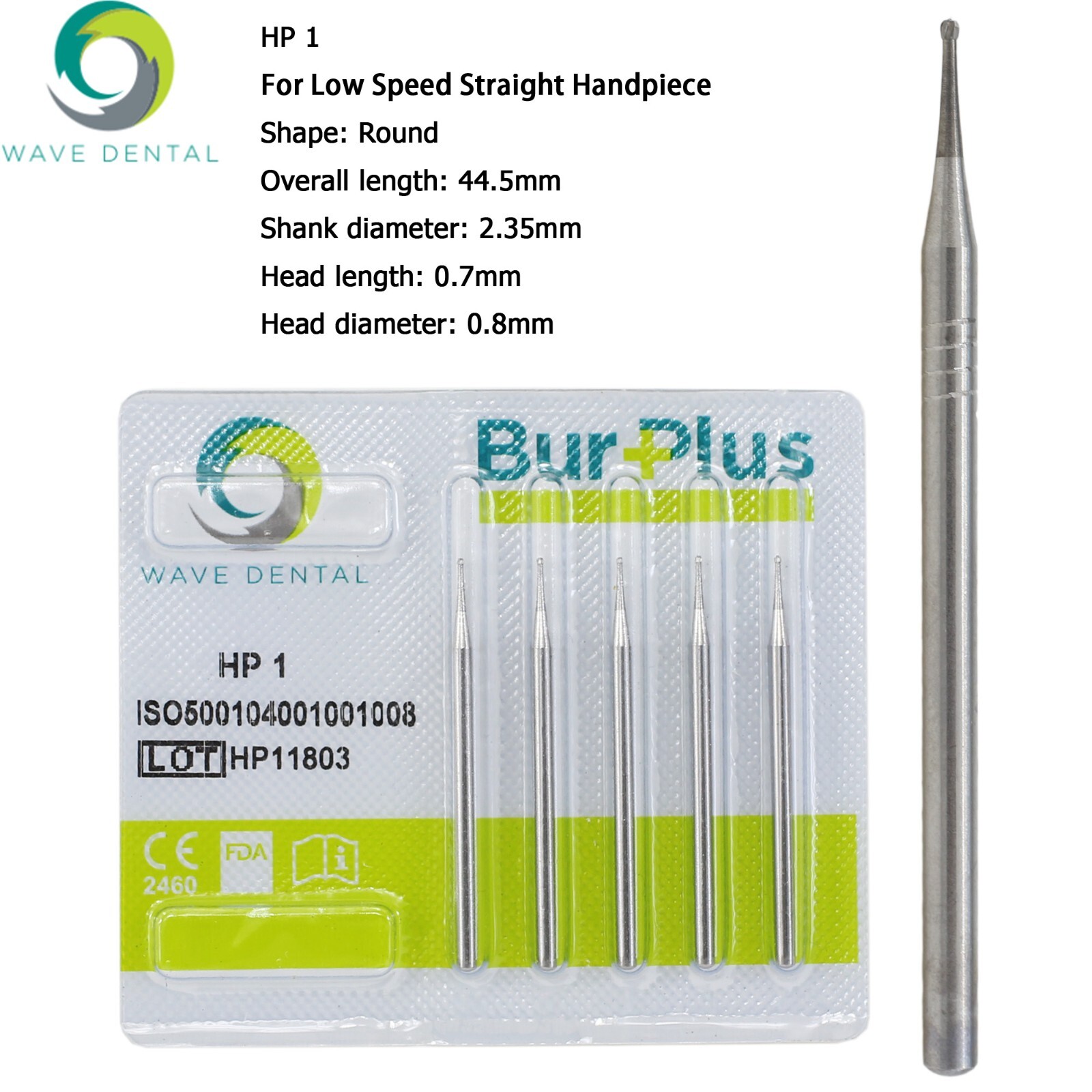 Wave Dental Carbide Burs HP 2 8 557 703L Round For Slow Speed Straight Handpiece