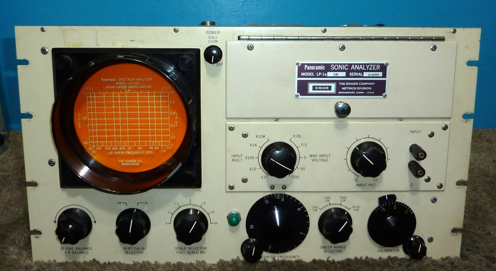 Singer Panoramic Sonic Spectrum Analyzer Model LP-1A-AZM 40Hz-20kHz