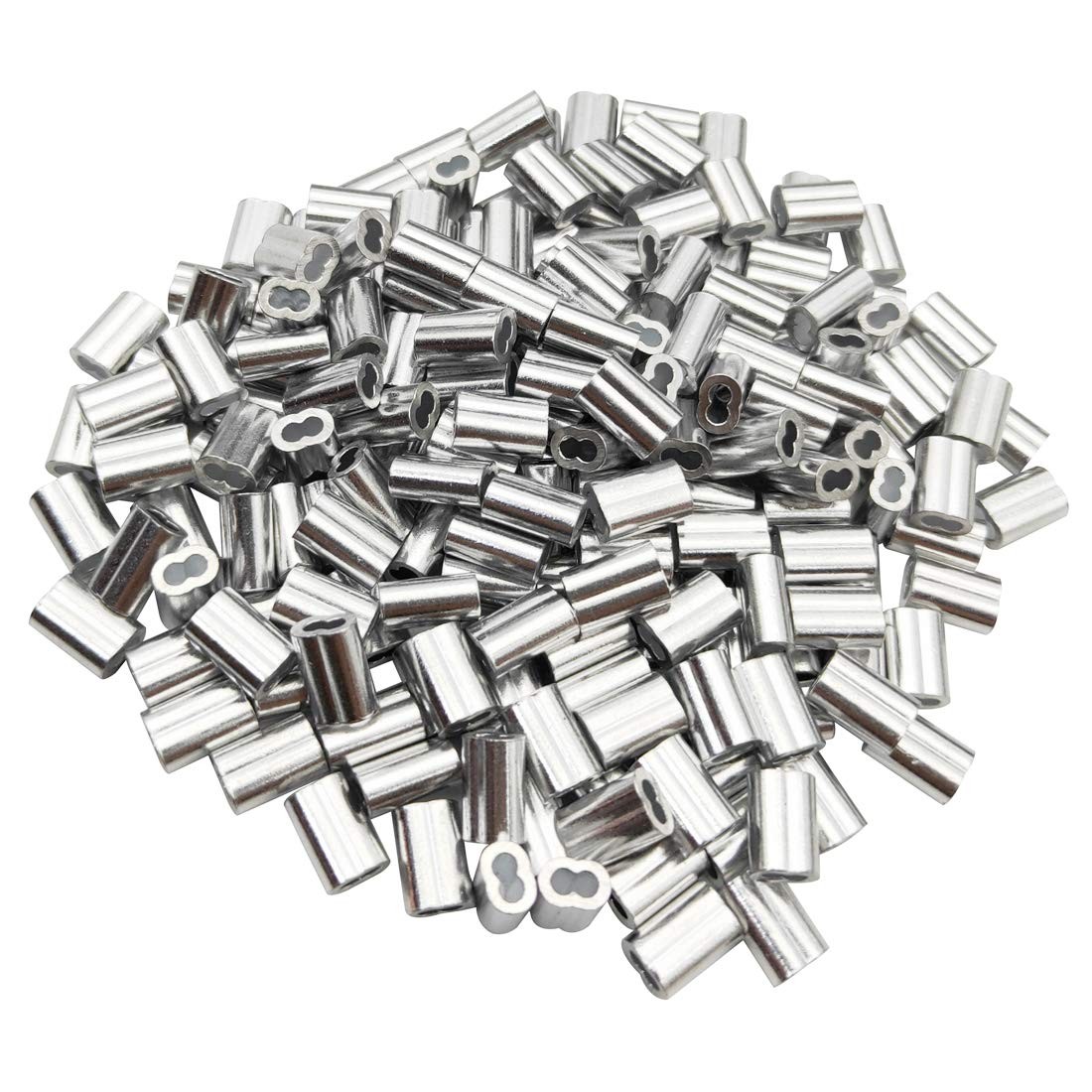200pcs 1/16″ Aluminum Crimping Loop Sleeve, Cable Ferrule Wire Rope Sleeves