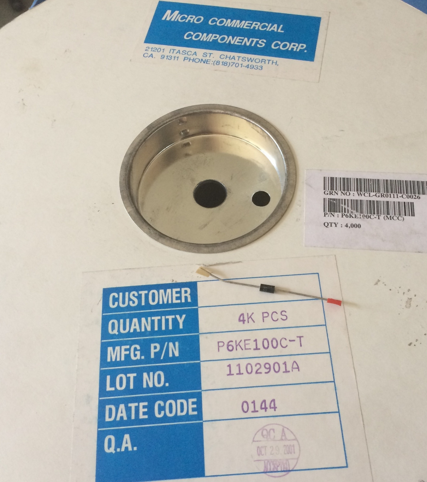 10x P6KE100C MICRO COMMERCIAL CORP TVS DIODE 85.5VWM 137VC DO204AC P6KE100C-T