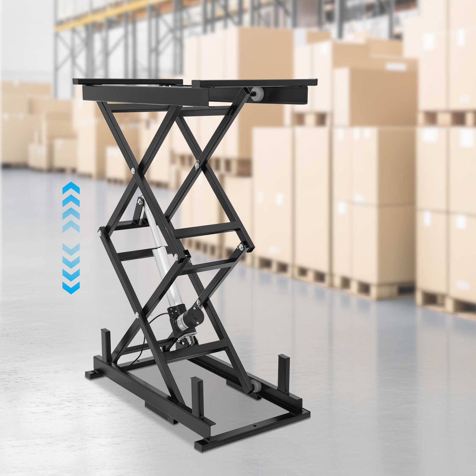 Electric Scissor Lift Table Hydraulic 180lbs Capacity Adjustable Height Foldable