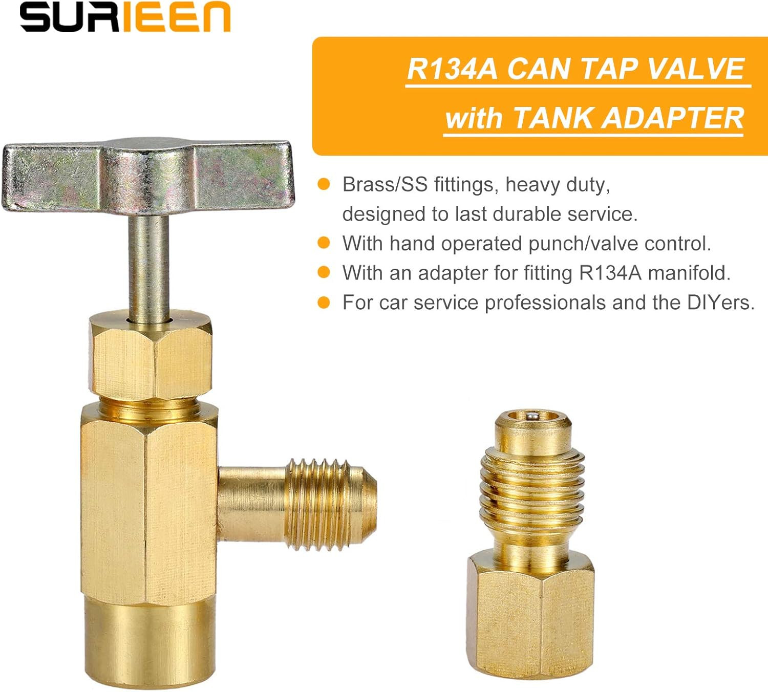 Automotive R134A Puncture Style Can Tap Valve & Tank Adapters AC Charging