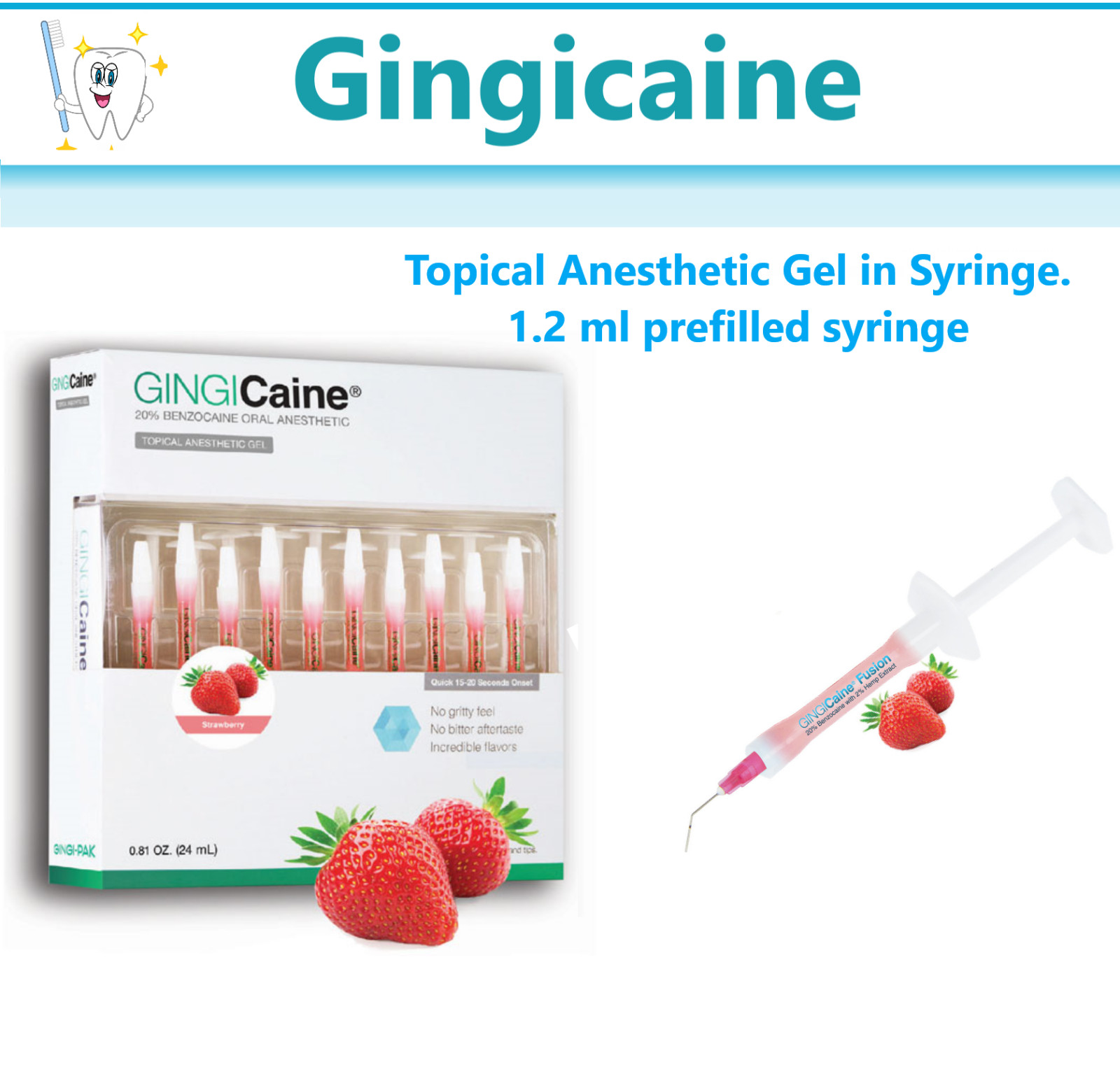 Gingicaine Topical Anesthetic Gel in Syringe. 1.2 ml prefilled syringe Ex: 11/27
