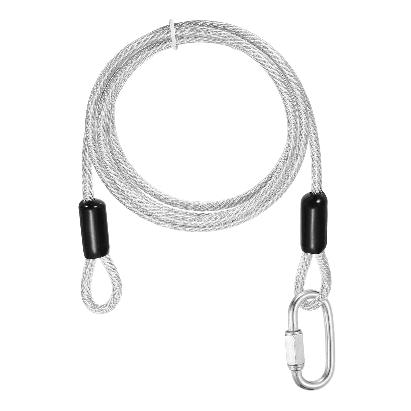 1Set 3/16″ Dia 4.9ft Security Steel Cable with Loops Clear + Quick Links