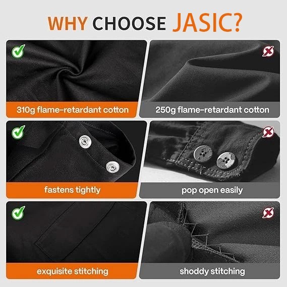 JASIC Welding Jacket 11 oz Cotton Flame Resistant(FR) Light weight Weld Clothes