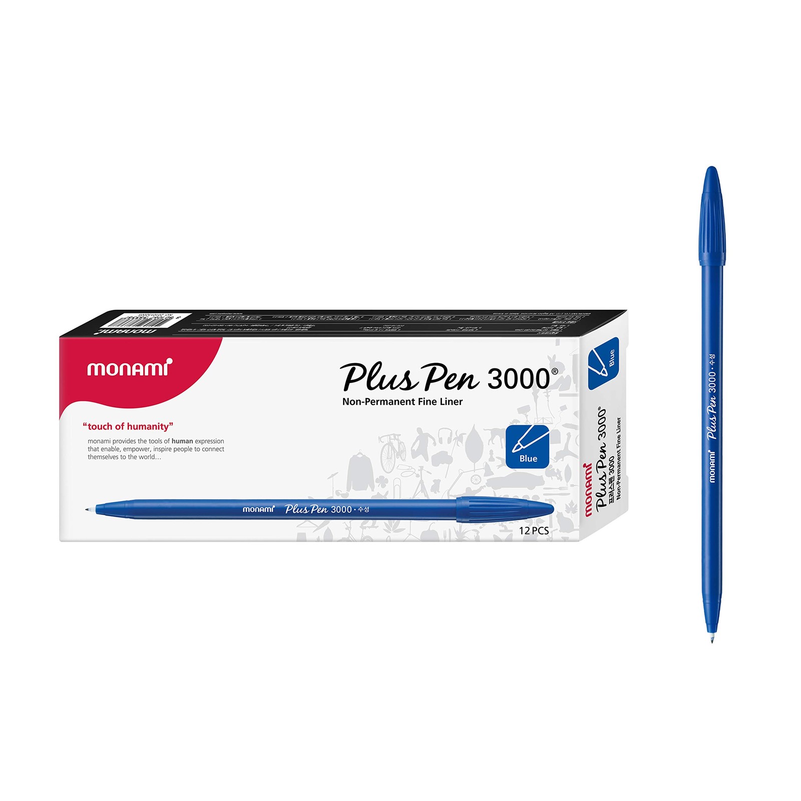 Monami Plus Pen 3000 Felt Tip Pens, Fine Point (0.4Mm), Office Product
