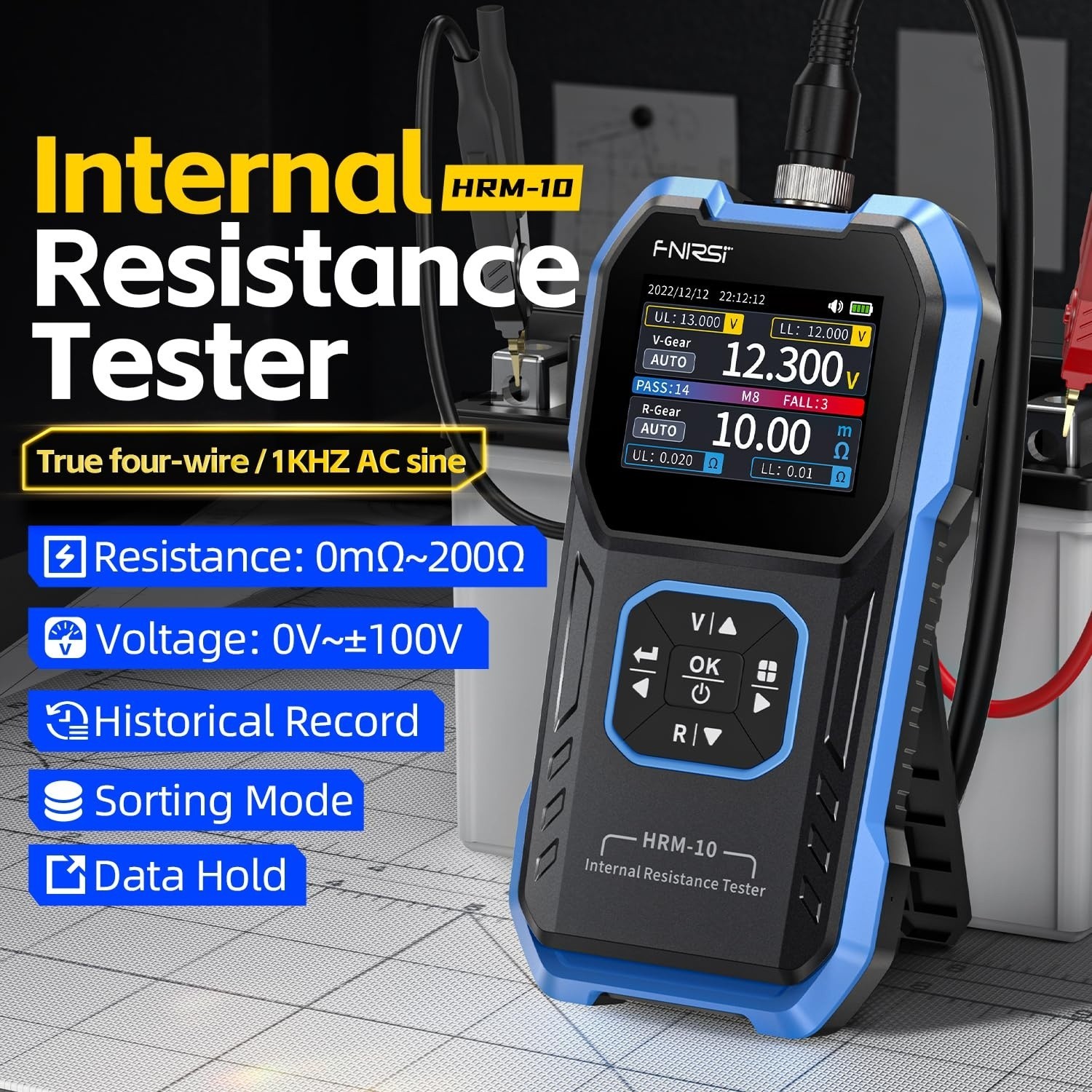 FNIRSI HRM-10 Battery Voltage Tester Digital Battery Internal Resistance Meter
