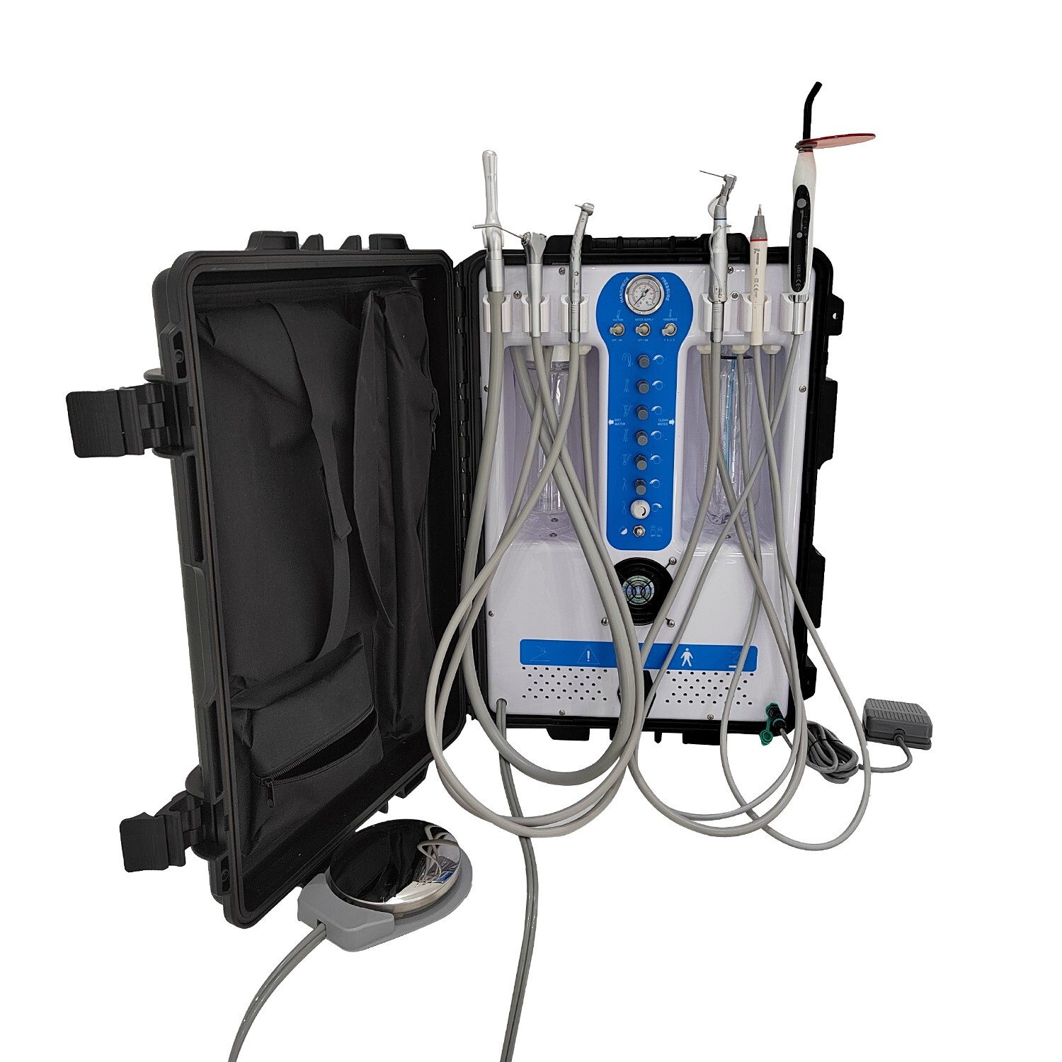 Portable Dental Unit w/ Air Compressor Curing Light Piezo Scaler 4H + Handpieces