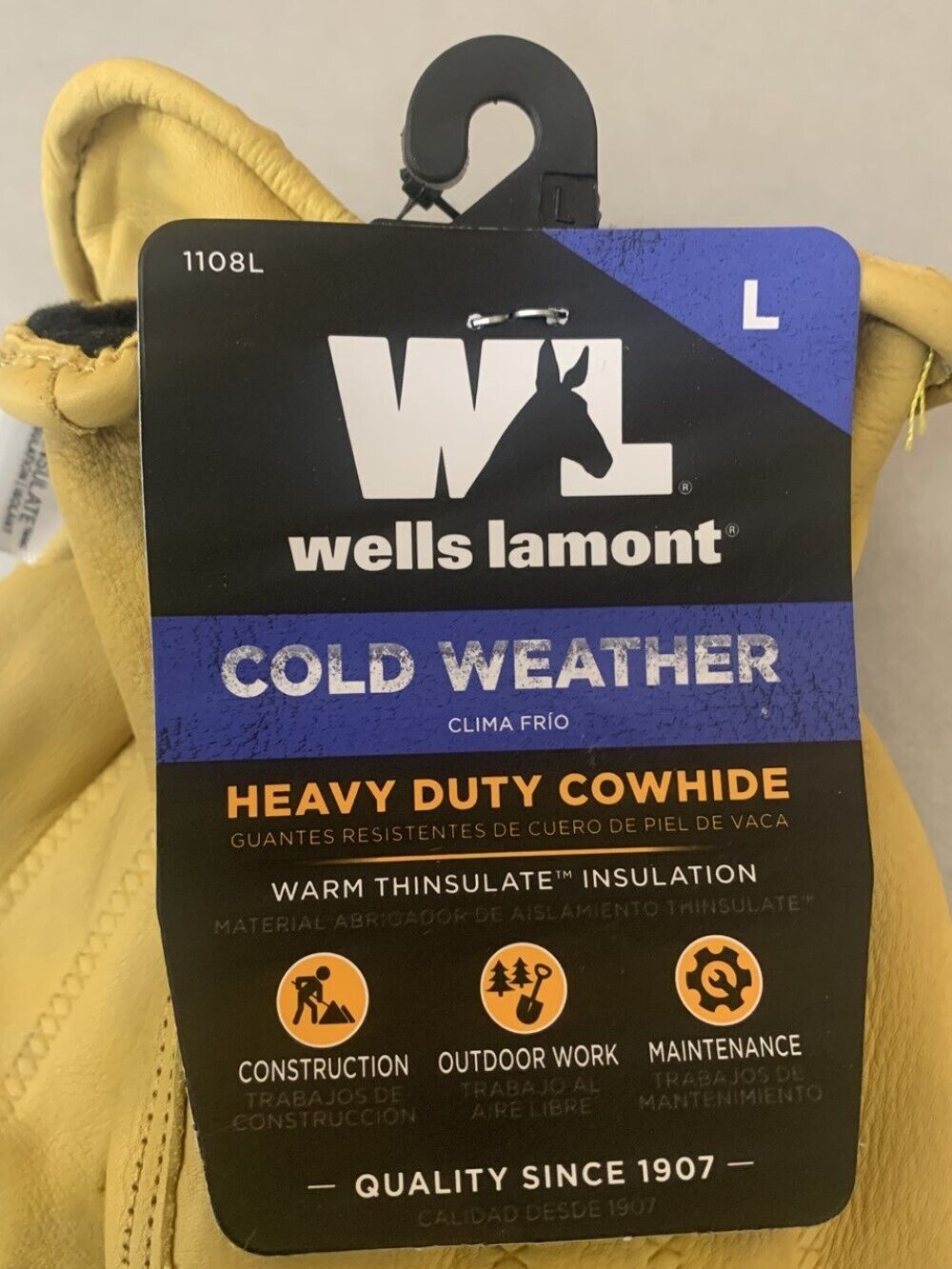 Wells Lamont Cold Weather Heavy Duty Cowhide Warm Thinsulate Gloves Size L