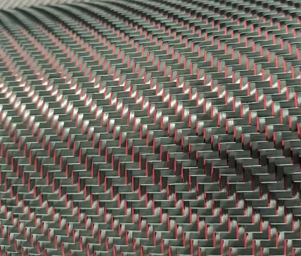 Metallic Carbon Fiber&Red&Silver Reflection Mixed Fabric Twill Cloth 50cm*100cm