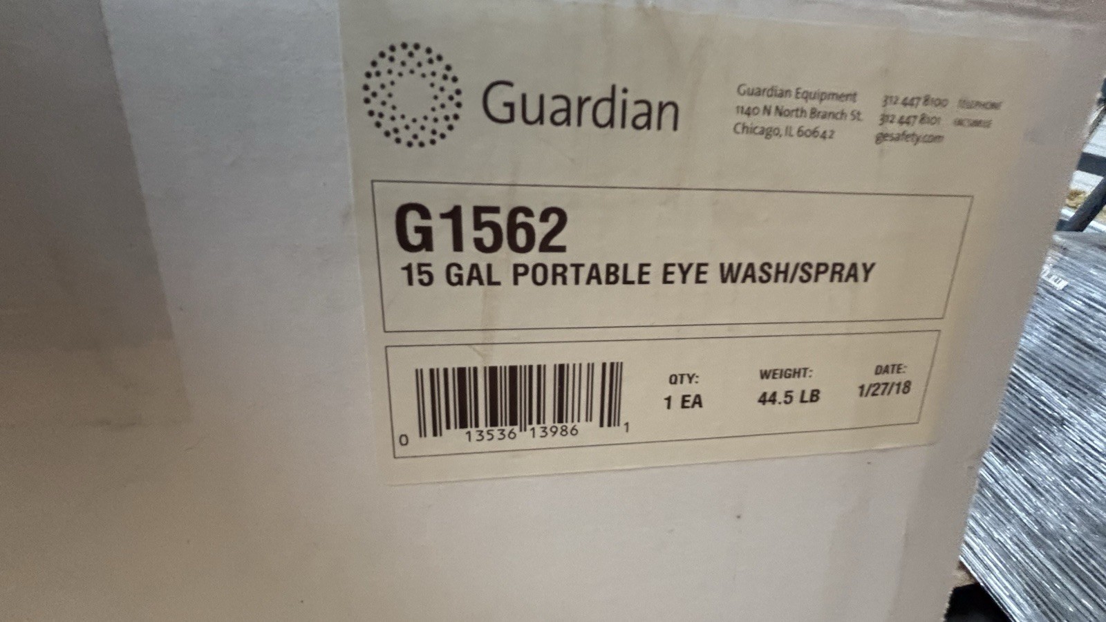 Guardian G1562 15 Gal Portable Eye Wash/Spray Eyewash Station