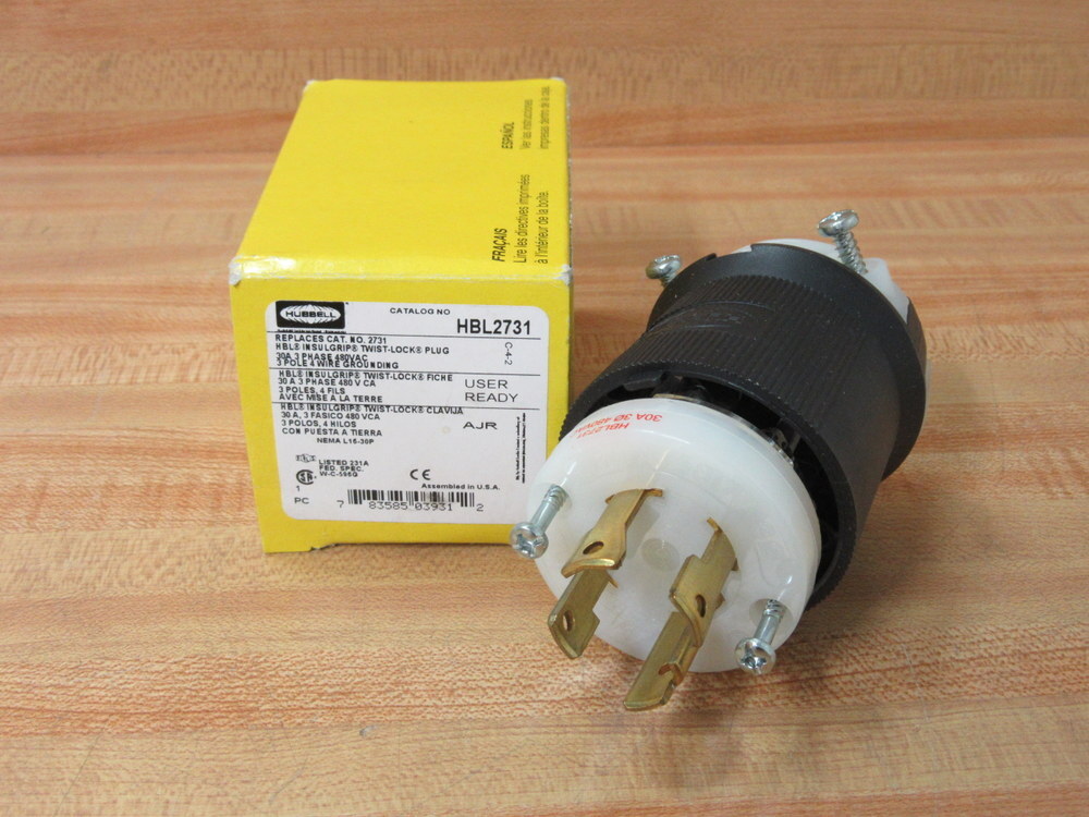Hubbell HBL2731 Insulgrip Twist-Lock Plug