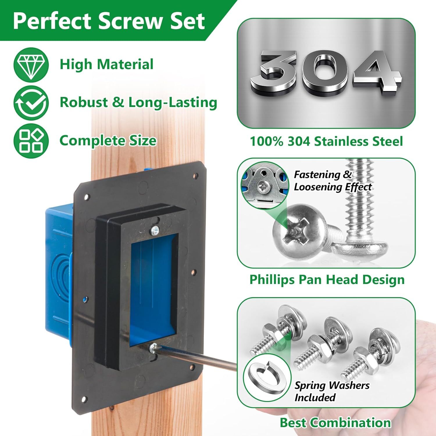 Machine Screws, 360PCS Nuts and Bolts Assortment Kit, #6-32#8-32#10-24 Phillips