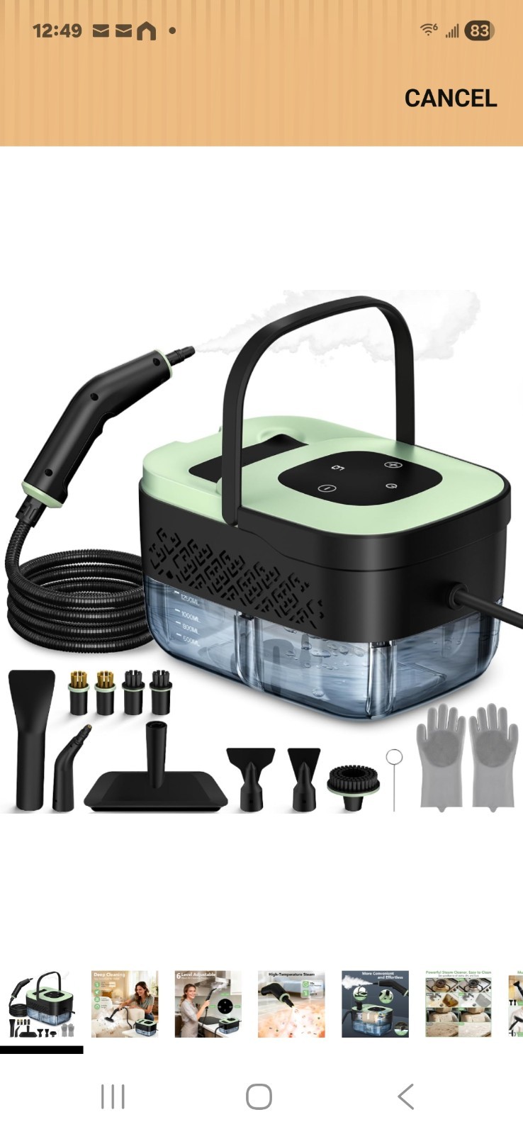 Portable Handheld Steam Cleaner with 16 Accessories, 15s Heat-Up, 221°F