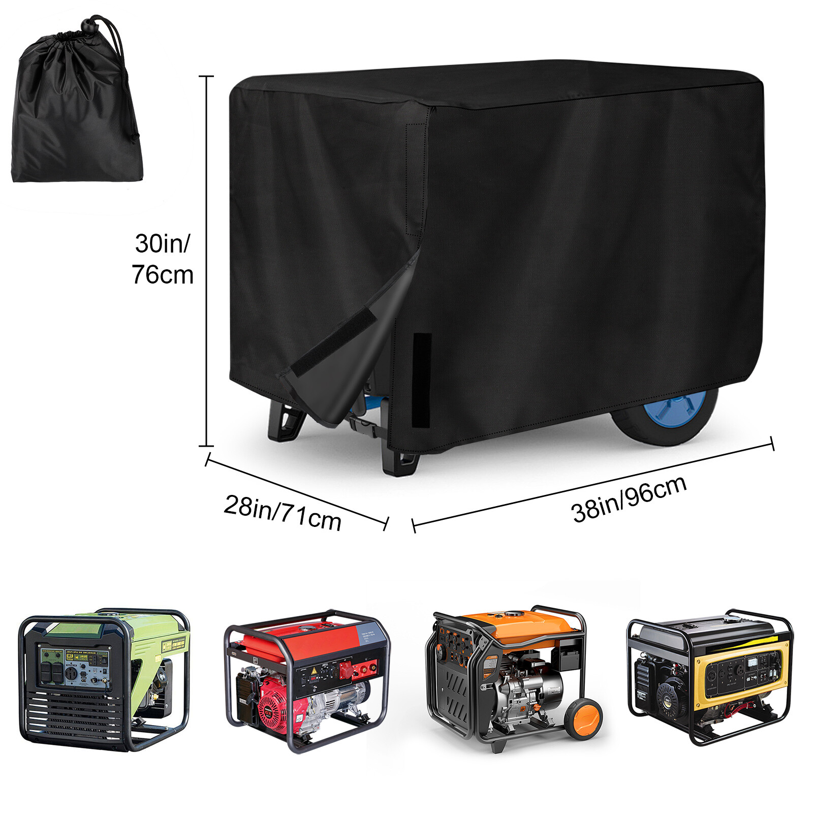 210D Waterproof Heavy Duty Universal Generator Cover 38x28x30″ for 5500-15000W