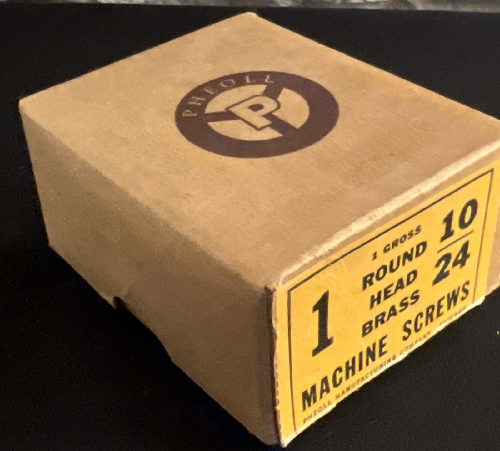 1960s Full Box 144pc Of Pheoll 10-24 x 1″ Round Head Brass Machine Screws NOS