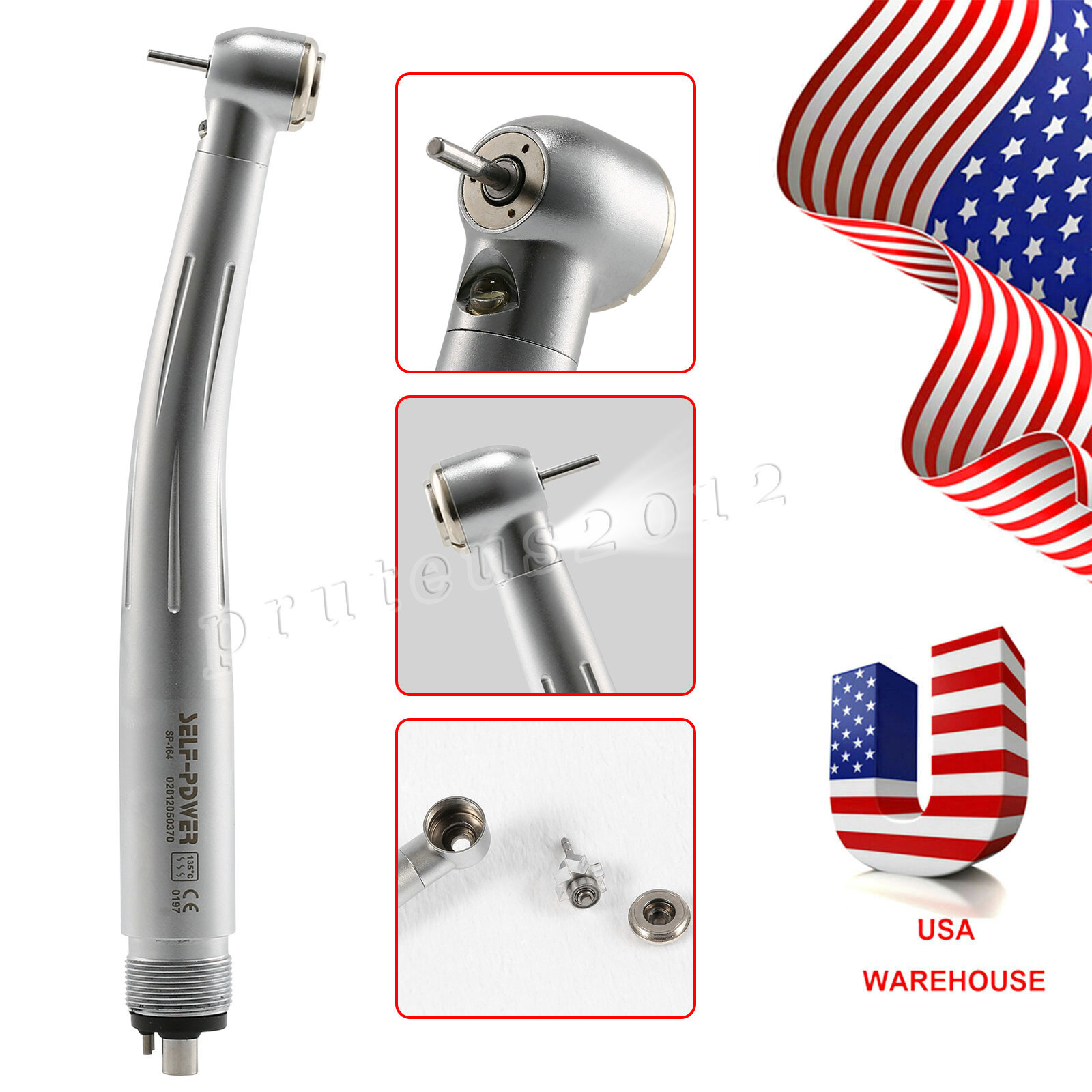 Dental Pana Max LED Self-Power E-generator Fiber Optic High Speed Handpiece USA