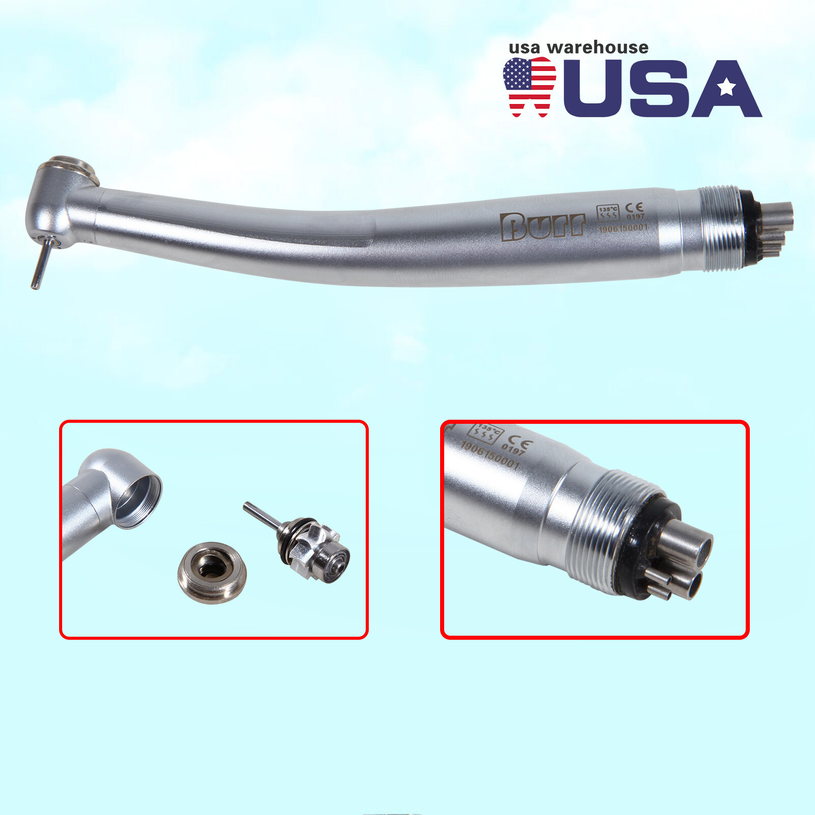 Dental Standard High Speed Handpiece 4 Holes Push Button Midwest