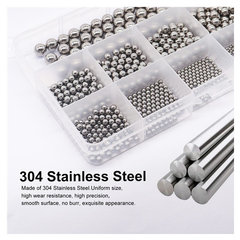600 Pcs Metric Precision Steel Bearing Balls Assorted Stainless Steel Loose Bic