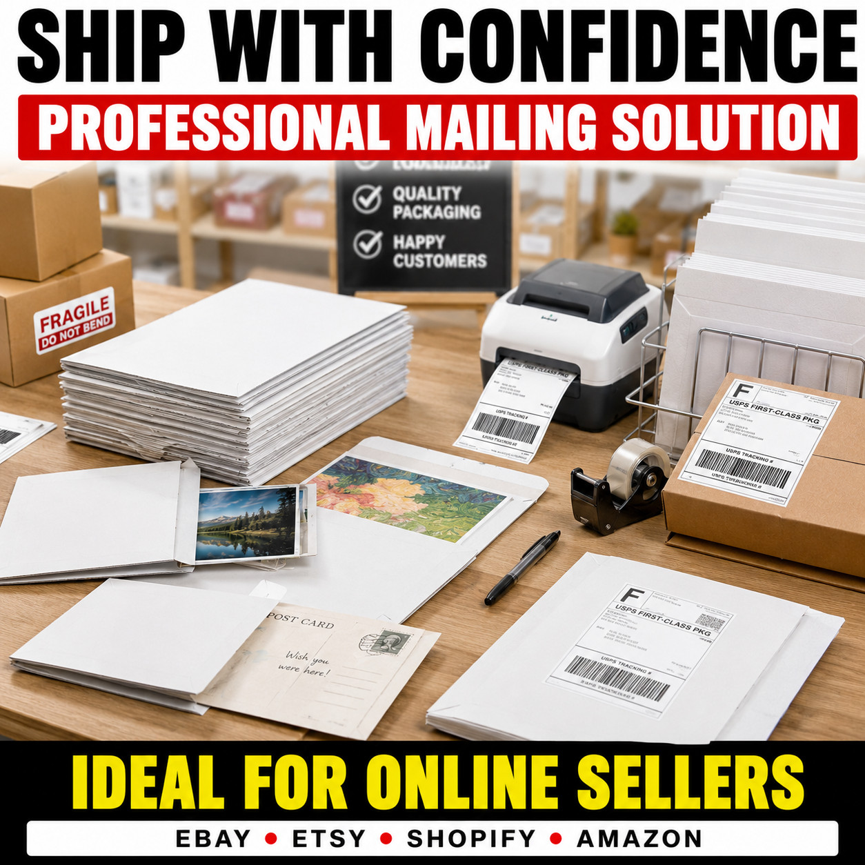 6×8 White Rigid Mailers Stay Flat Self Seal Cardboard Envelopes 50-1000