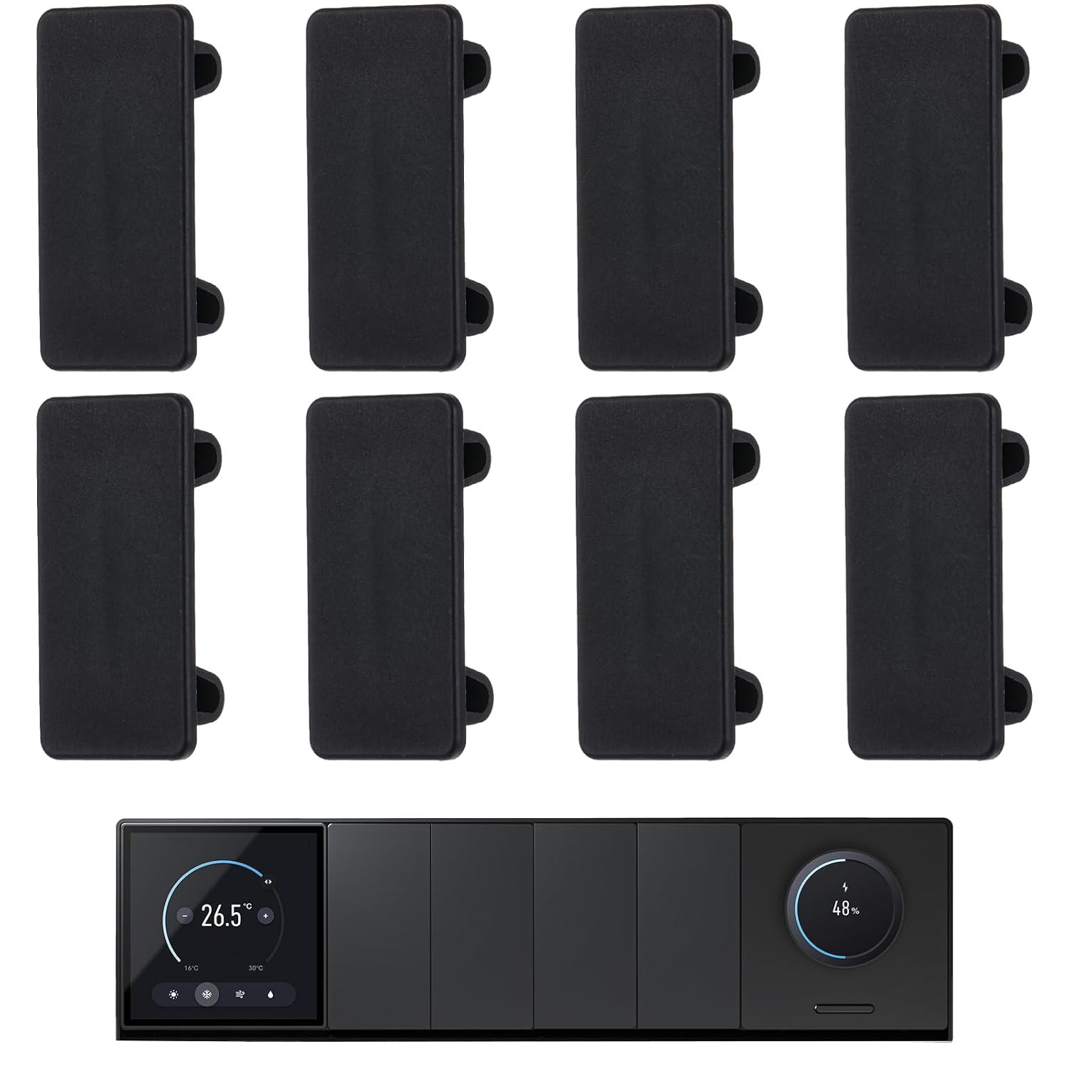 8PCS Rocker Switch Blank Covers Snap-In Plug for Standard Panel Hole 1.89×0.94