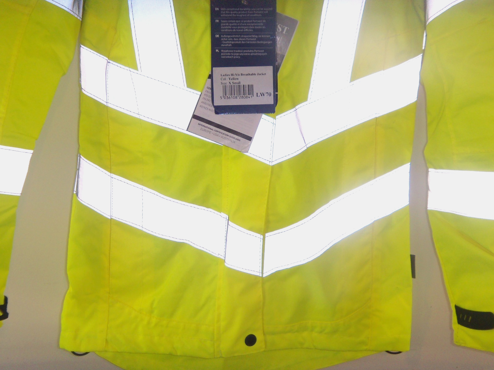 NWT PORTWEST HI-VIS LADIES BREATHABLE SAFETY WORK RAIN JACKET LW70 SIZE XS