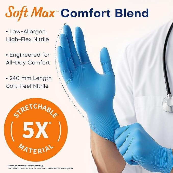 Supmedic Medical Soft (M) Nitrile Exam Gloves, 100 Count Latex-Free Powder-Free