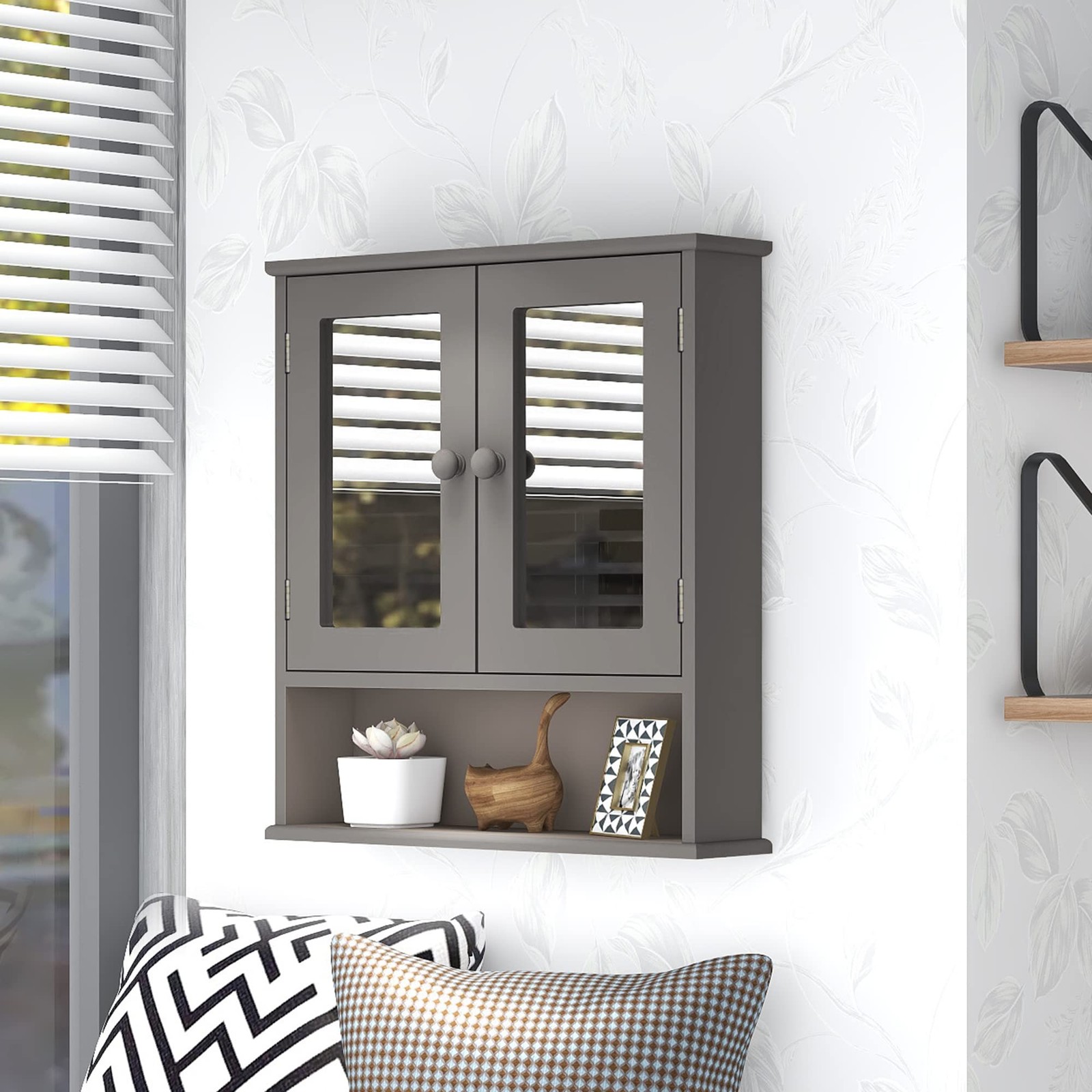 TaoHFE 20.1 inches (W) x 22.8 (H) x 5.1 (D), Grey With Mirror