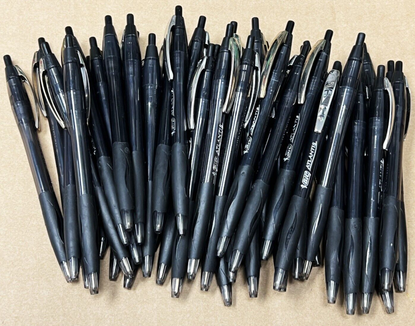 40 Count BIC Atlantis Original Retractable Pen BLACK 1.0 mm NEW Atlantis Pens