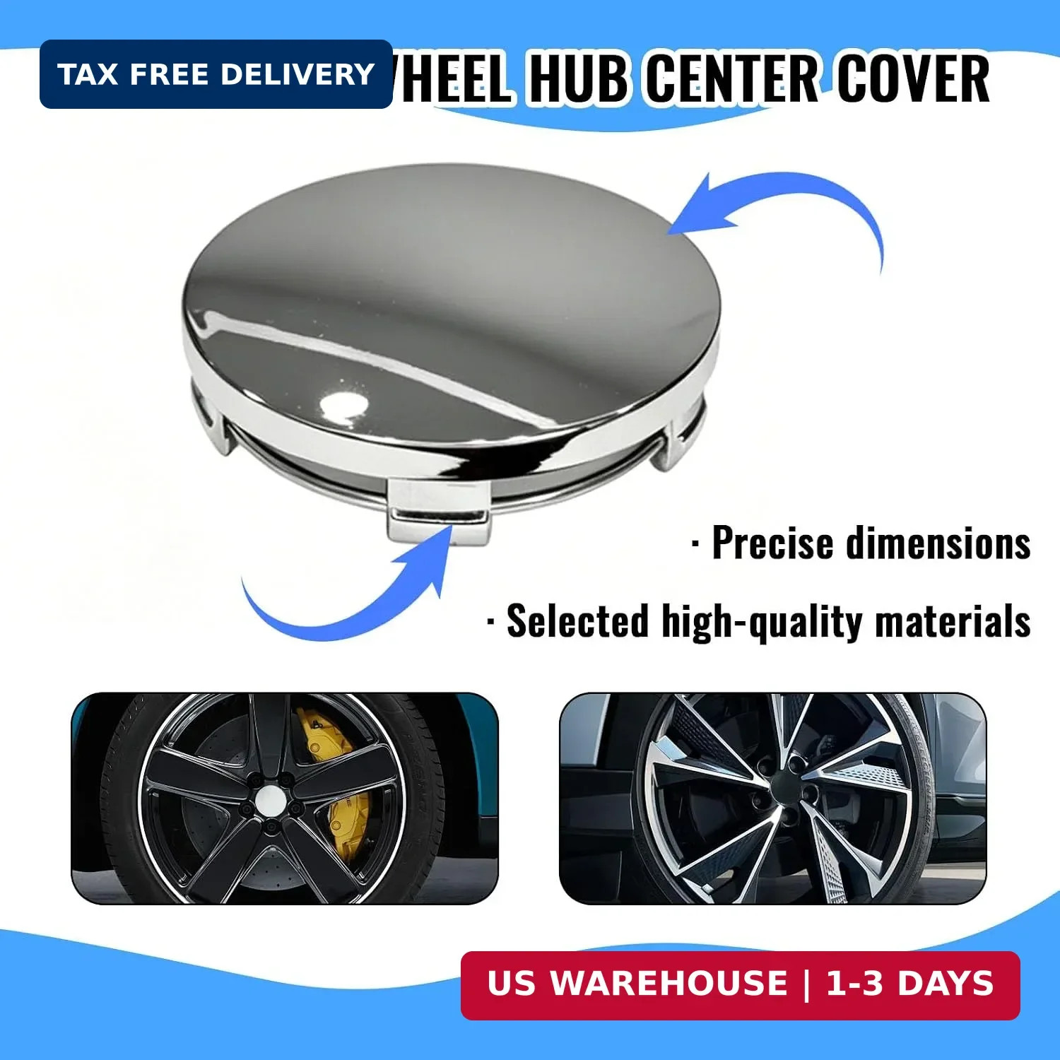 4PCS Wheel Center Caps for Rims, 60MM/ 2.36In OD 56MM/ 2.2In ID Snap-in Wheel Ri