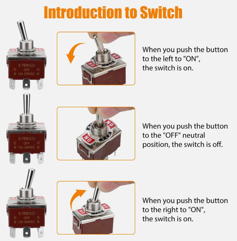 3pcs 6Pin Heavy Duty Momentary DPDT ON/OFF/ON Toggle Switch 20A 125V Waterproof
