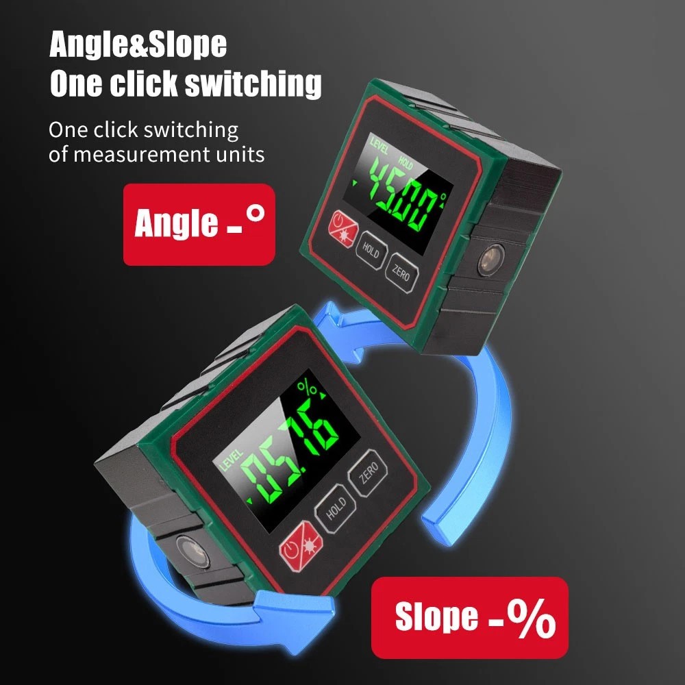 Digital Angle Finder W/ Laser Level Inclinometer Magnetic Angle Gauge Protractor