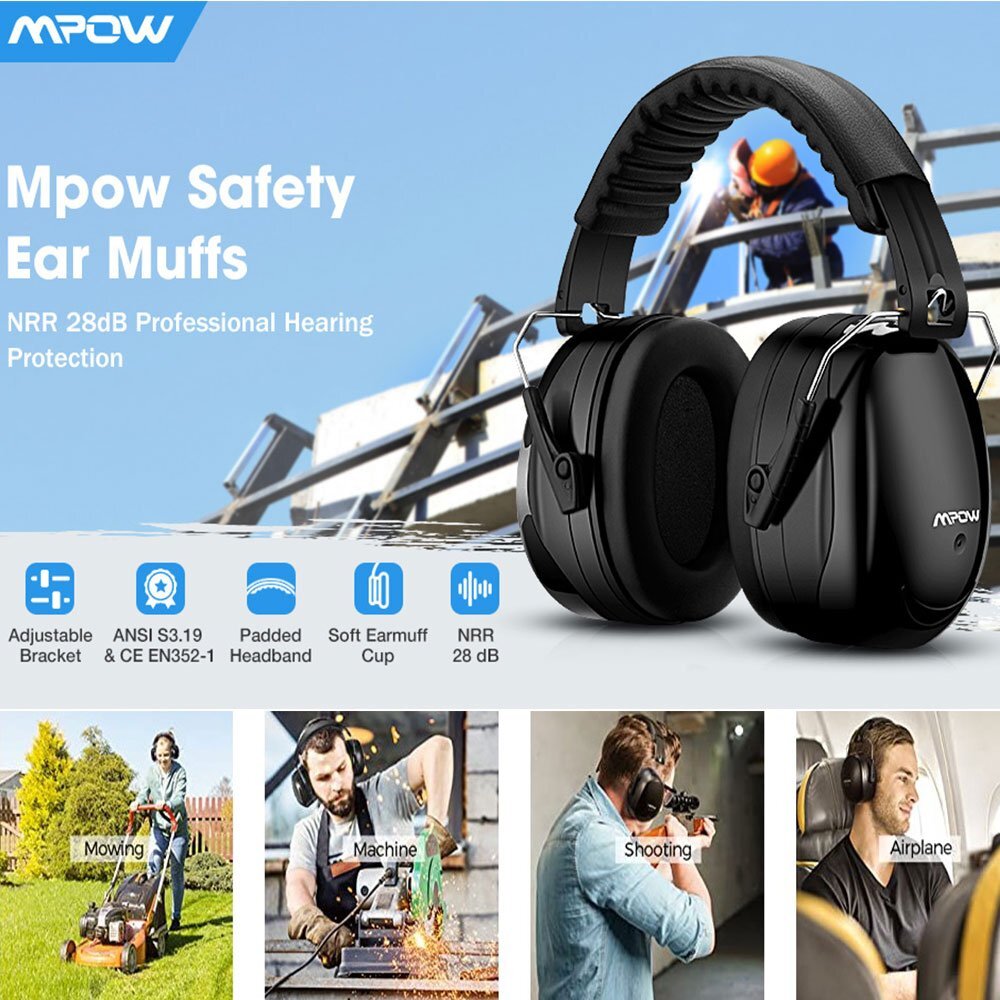 Mpow Noise Reduction Earmuff Safety Hearing Protection Headphones 34dB Shooting