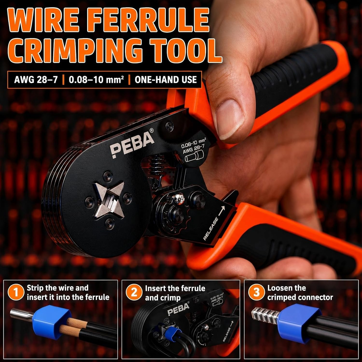 Ferrule Crimping Tool Kit, Wire Ferrules with Twin Ferrules, AWG 28-7 | 24 Sizes