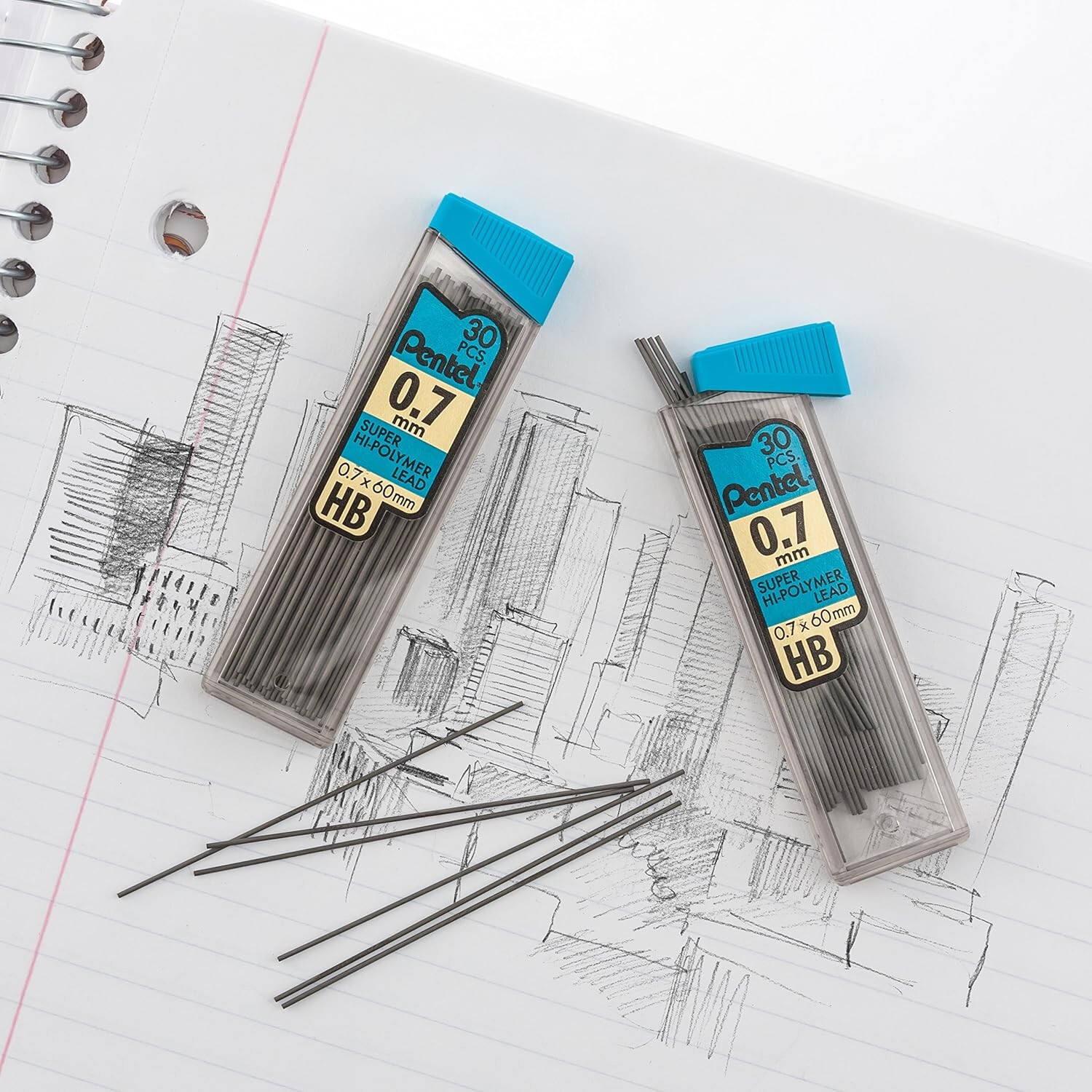 Pentel Super Hi-Polymer Refills, 0.7 mm Medium, HB, 180 Pieces of Lead-C27BPHB6