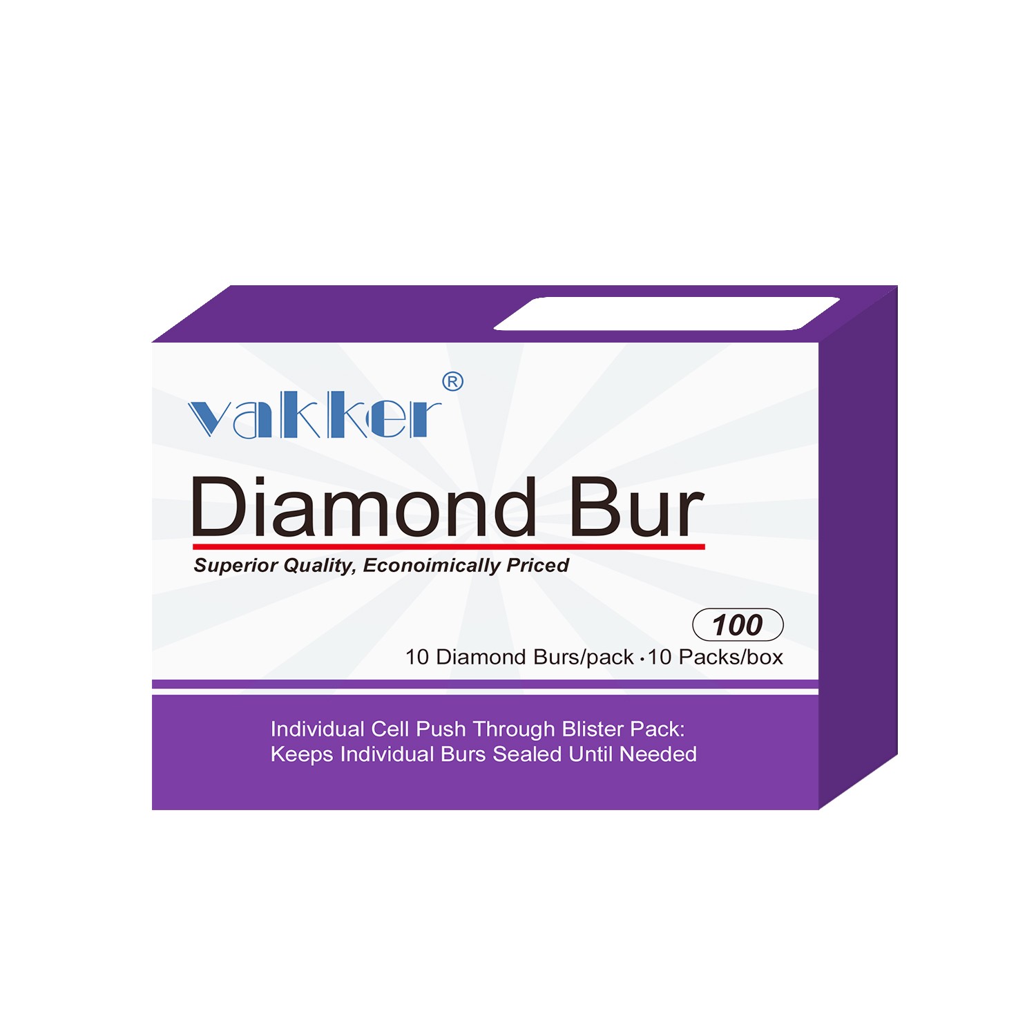 10/Pk Dental Inverted Cone Diamond Burs 806-010M Friction Grip for High Speed