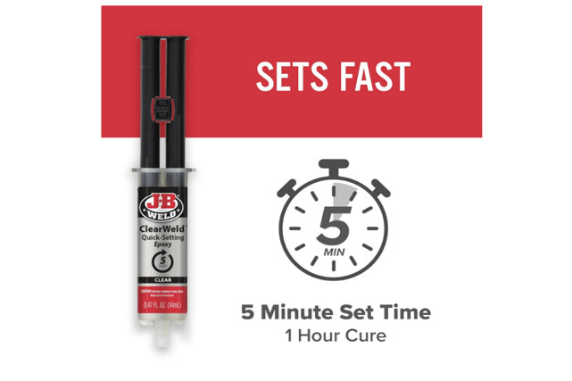 JB Weld Plastic Weld Quick Setting Epoxy Syringe Bonder Repair Glue Clear 14 ml.