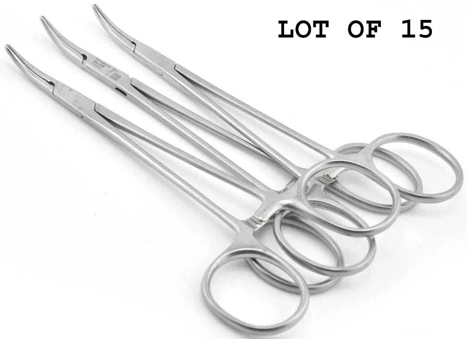 AESCULAP BH111R 15 Pcs Halsted Mosquito Crile Curved Forceps Serrated Jaw 5″