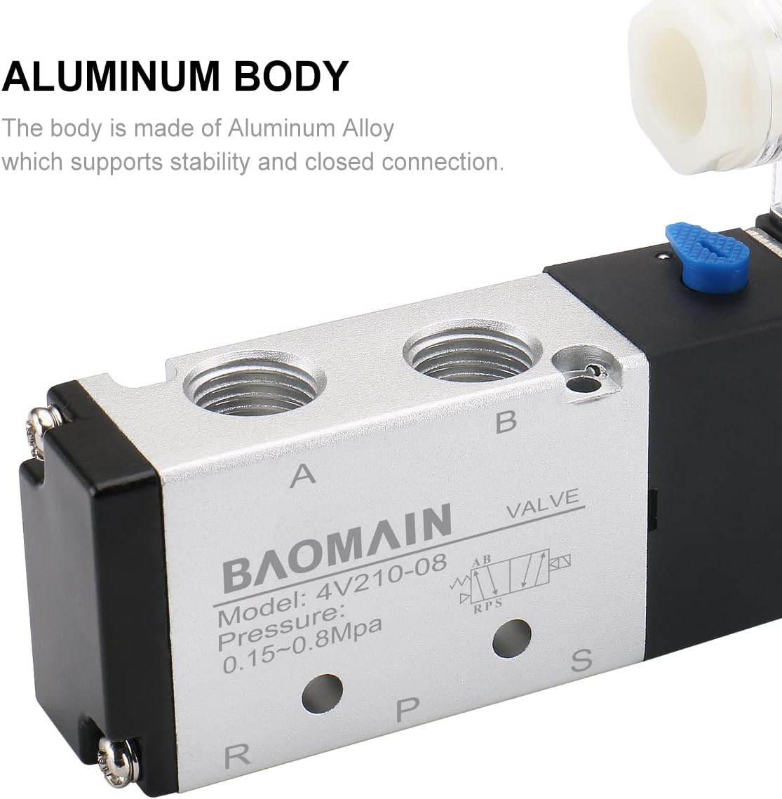Baomain Pneumatic Air Control Solenoid Valve 4V210-08 220V AC 5 Way 2 Position P