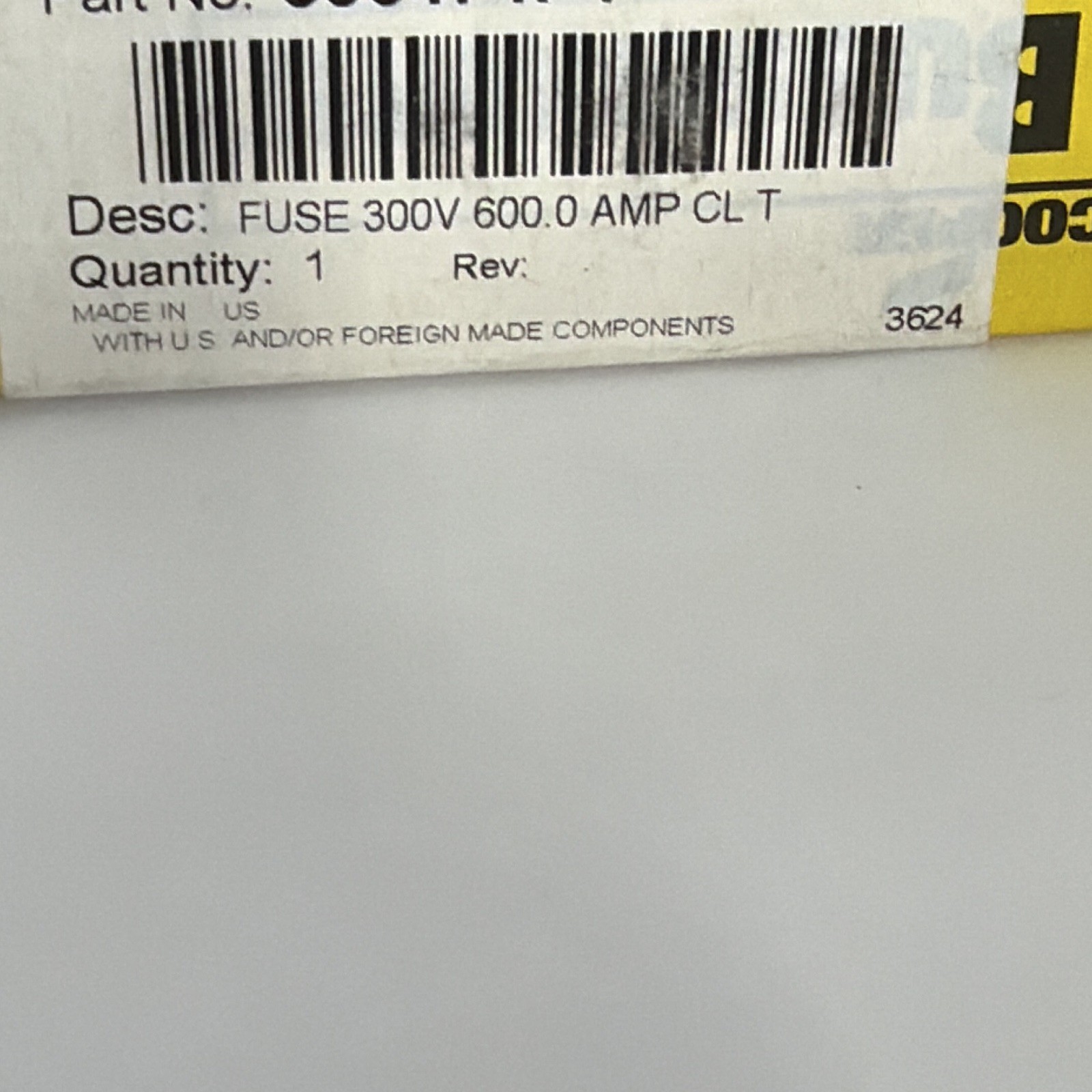 Bussmann Limitron JJN-600 600A 300V Current-Limiting Fast-Acting HRC Fuse