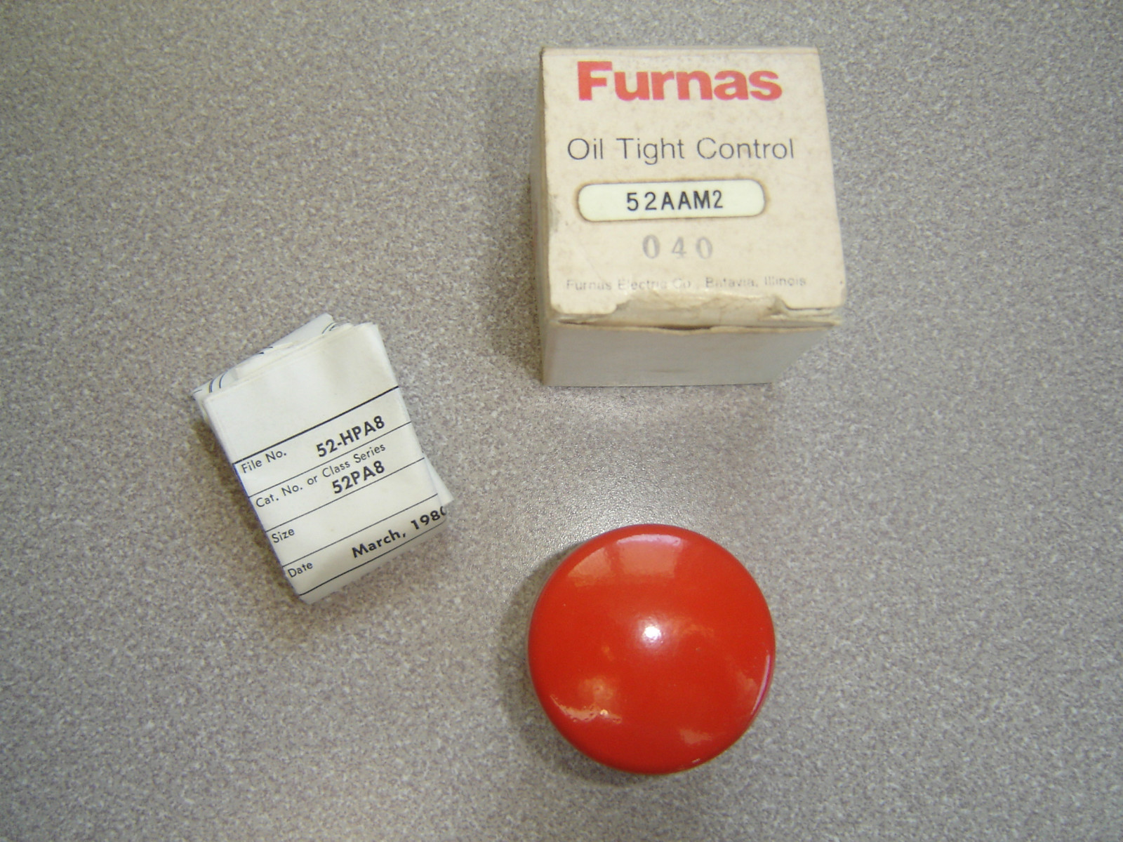 Furnas Oil Tight Control, 52AAM2 Red Push Button New in Box