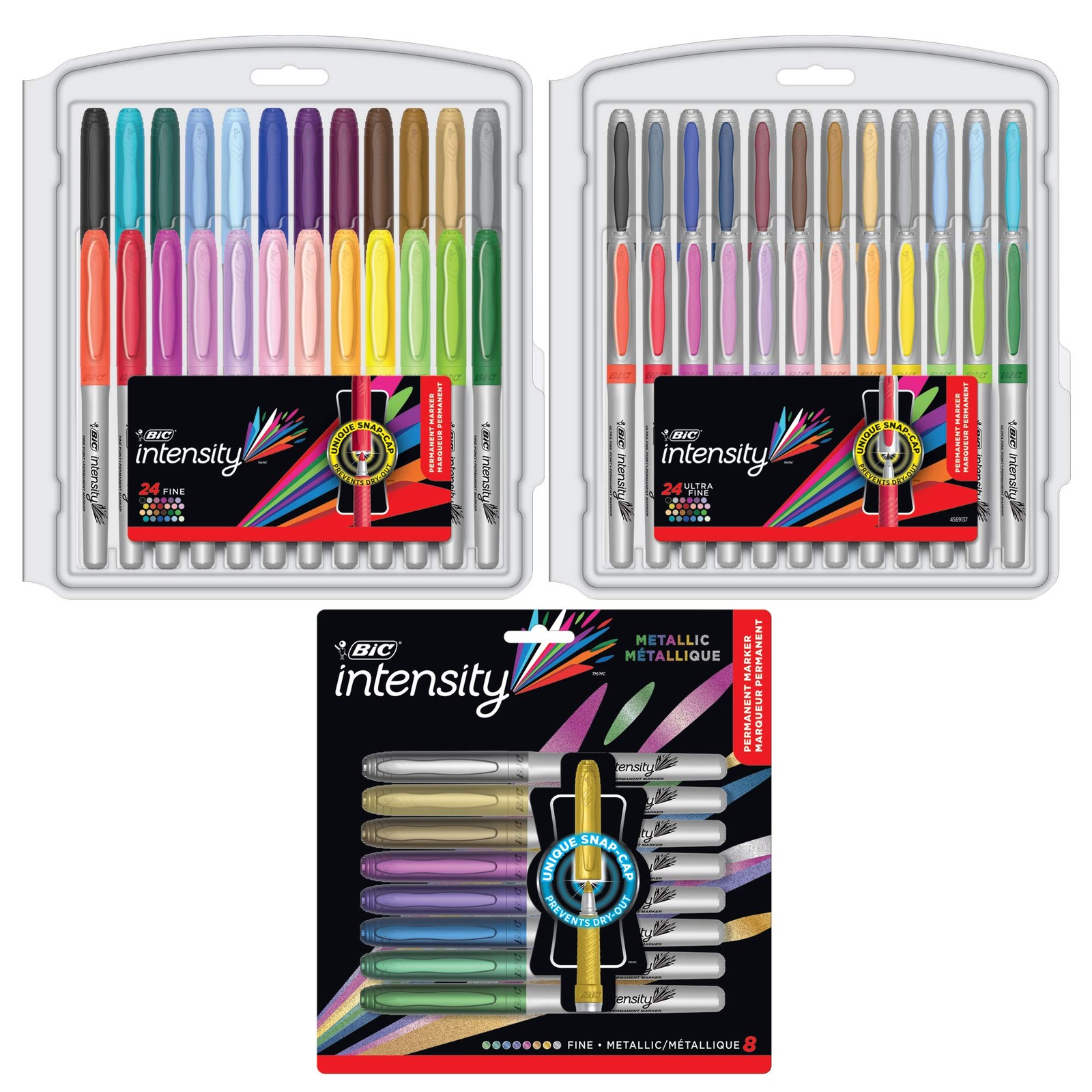 BIC Intensity Permanent Marker Bundle 56 Count Assorted Colors Fine/Ultra Fine