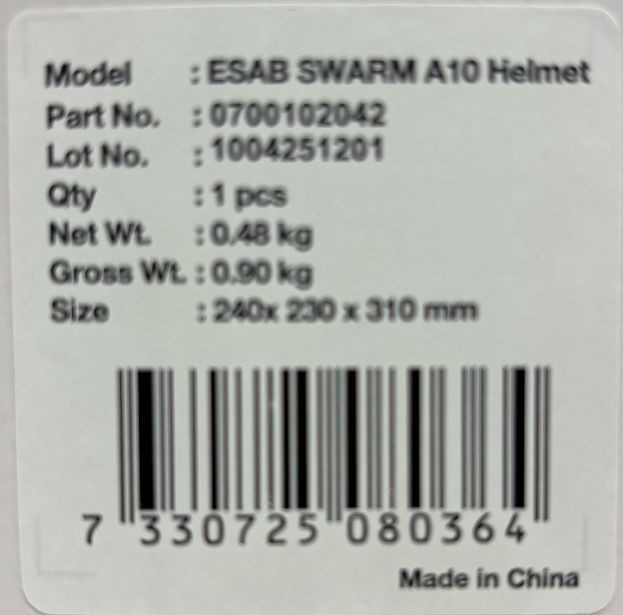 ESAB SWARM A10 Auto-Darkening Welding Helmet 0700102042 SHADE 11 Mig Tig Stick