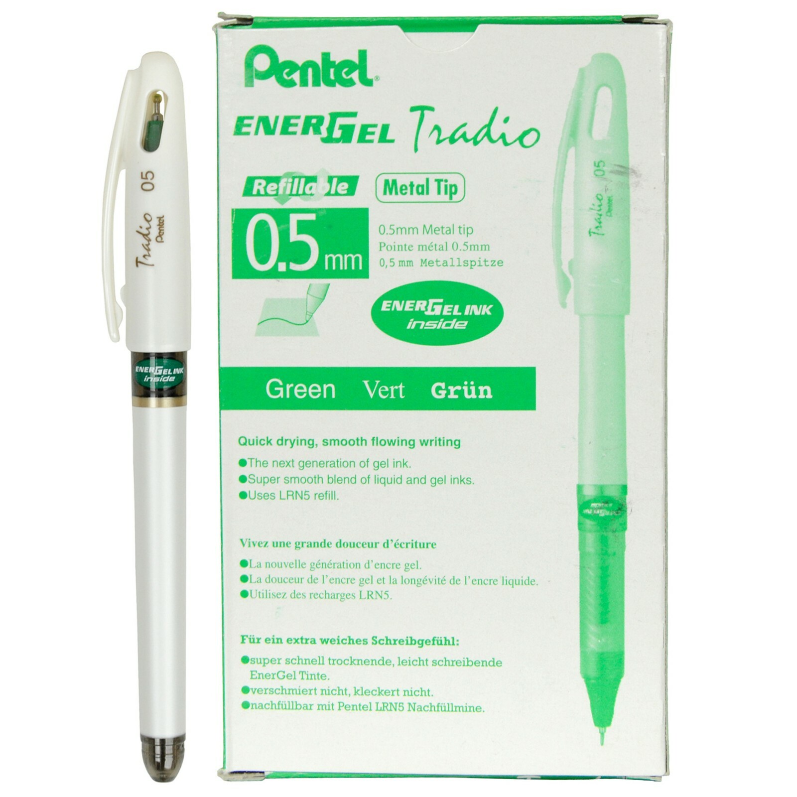 Pentel Energel Tradio 0.5MM Green Liquid Gel Pen 12pc Set