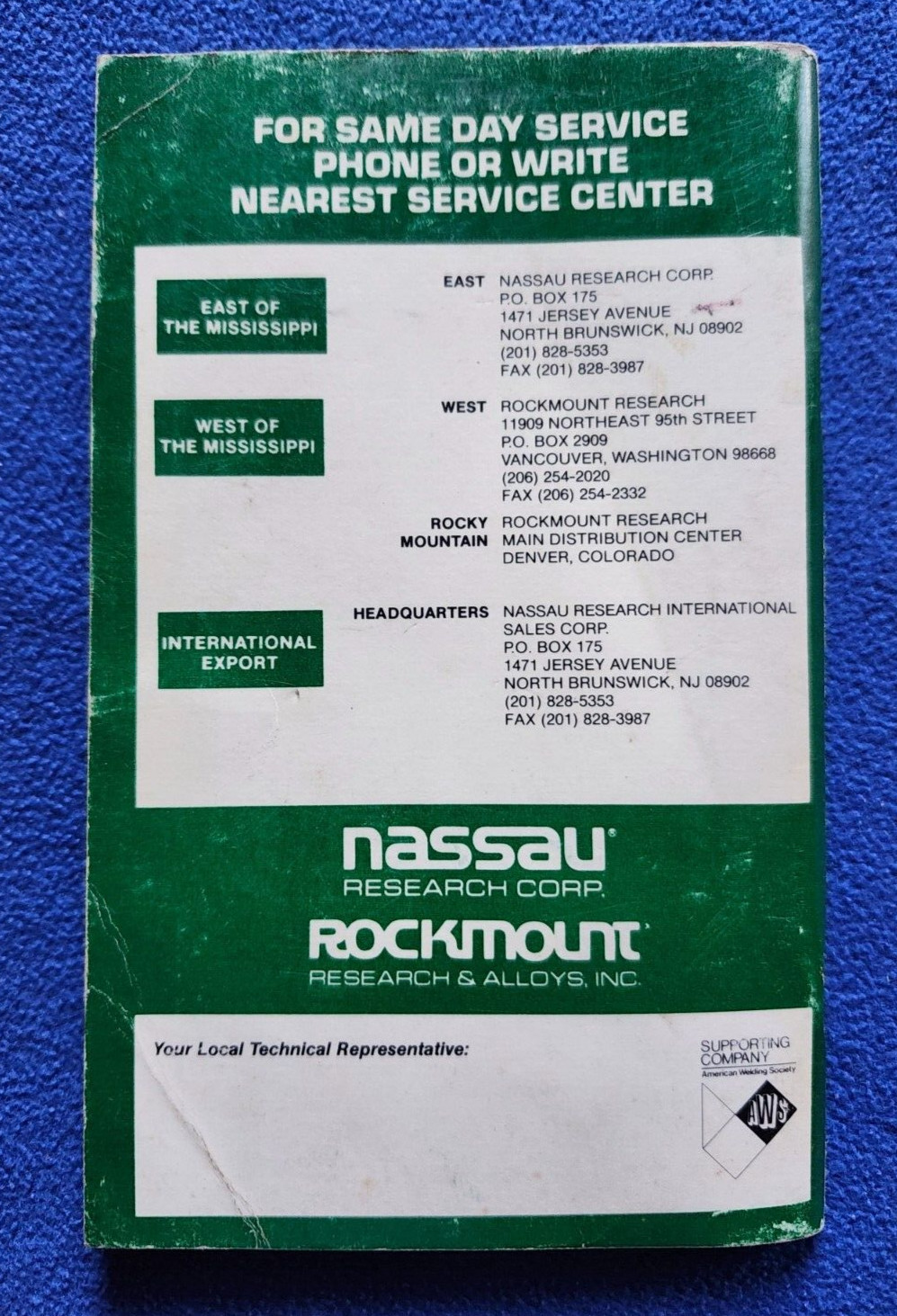 1990 Nassau Rockmount Welding Manual. Tig Mig Arc alloys ++